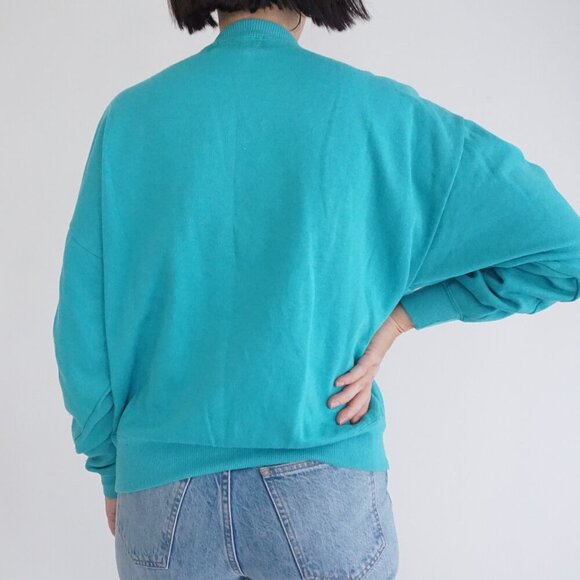 Vintage Cervelle Embellished Turquoise Knit Sweater Bead Butterfly L Whimsygoth - Picture 2 of 11